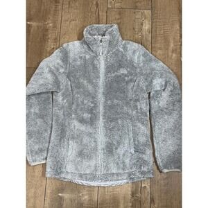The North Face Womens Fleece Jacket Full Zip Gray White Textured Size S‎